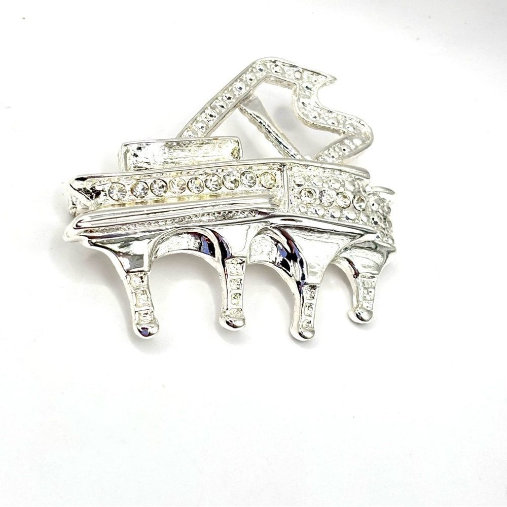 Elegant Danecraft Silver Rhinestone Piano Vintage Brooch